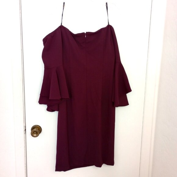Calvin Klein Deep Purple Off Shoulder Bell Sleeve Dress - Picture 6 of 10